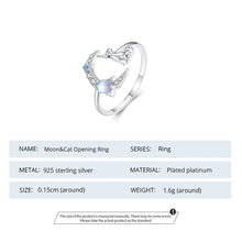 Lovely Moon Cat Moonstone Open Rings