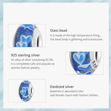 Blue Heart Murano Charm