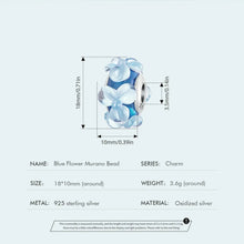 Blue Flower Murano Charm