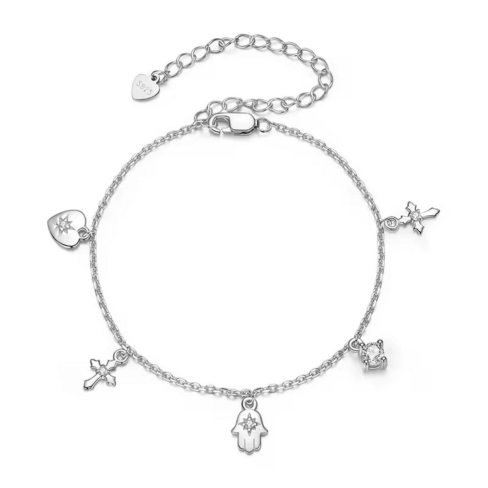 Hamsa Hand of Fatima Cross Charm Bracelet