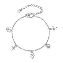 Hamsa Hand of Fatima Cross Charm Bracelet