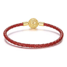 Flower Heart Lock Leather Rope Bracelet