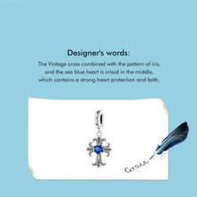 Vintage Blue CZ Cross Pendnat