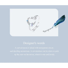 Lovely Moon Cat Moonstone Open Rings