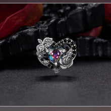 Black Rose Flower Heart Bead