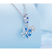Blue Heart Snowflake Bead Pendant Charms