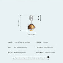 Natural Tiger Eye Stone Planet Charm Pendant