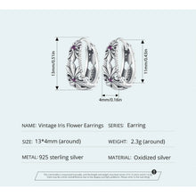 Vintage Iris Flower Earrings