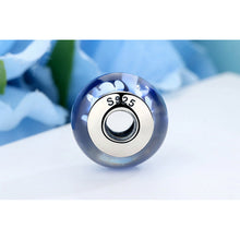 Blue Flower Pattern Murano Glass Beads Charms