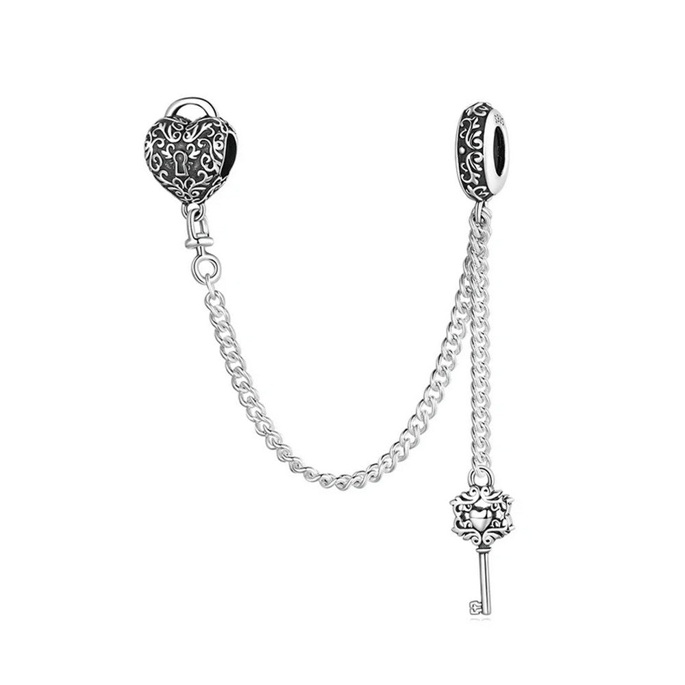 Heart Lock and Key Safety Chain