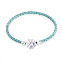 Leather Two-Tone Clover Bracelet