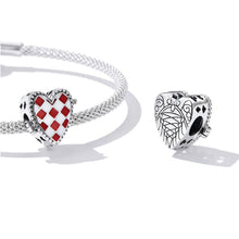 Cute Red Heart Clock Charms Beads