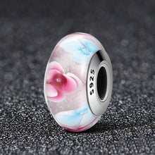 Colourful Flower Pattern Murano Glass Charm Bead