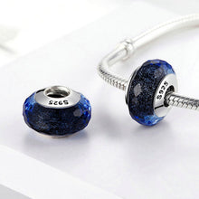 Fascinating Black Blue Murano Glass Bead