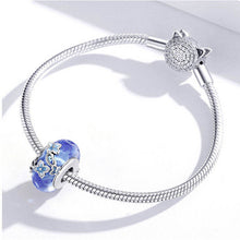 Blue Glass Handmade Bead Secret Garden Flower Hydrangeas