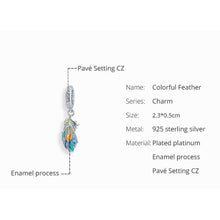 Peacock Colorful Feather Pendant Charm