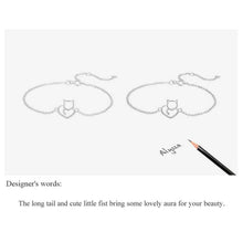 Cat And Heart Link Chain Bracelet