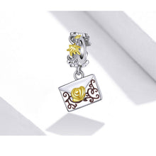 Flower Golden Letter Charm Pendant