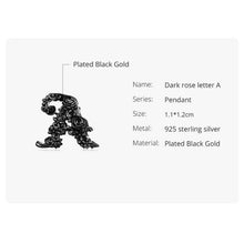 Dark Rose Letter A Charm