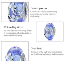 Blue Glass Handmade Bead Secret Garden Flower Hydrangeas