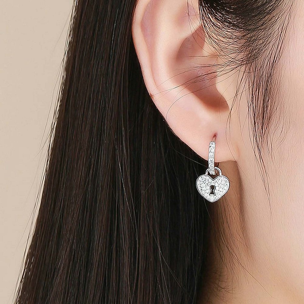 Women's Heart & Key Earrings