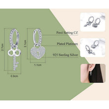 Women's Heart & Key Earrings