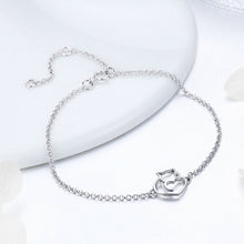 Cat And Heart Link Chain Bracelet