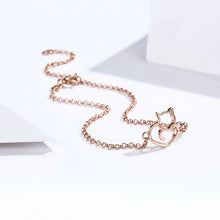 Cat And Heart Link Chain Bracelet