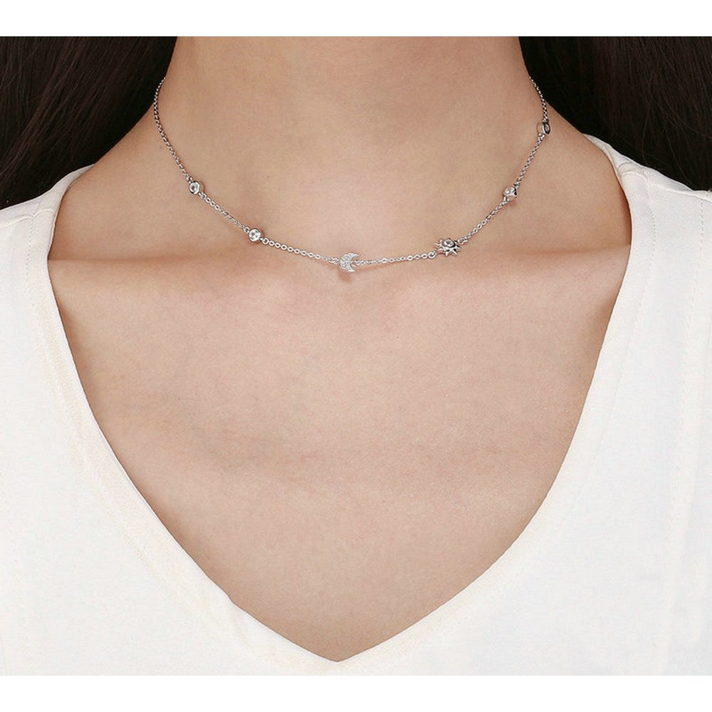 Sparkling Moon and Star Exquisite Pendant Necklaces