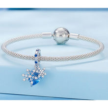 Blue Heart Snowflake Bead Pendant Charms