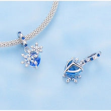 Blue Heart Snowflake Bead Pendant Charms