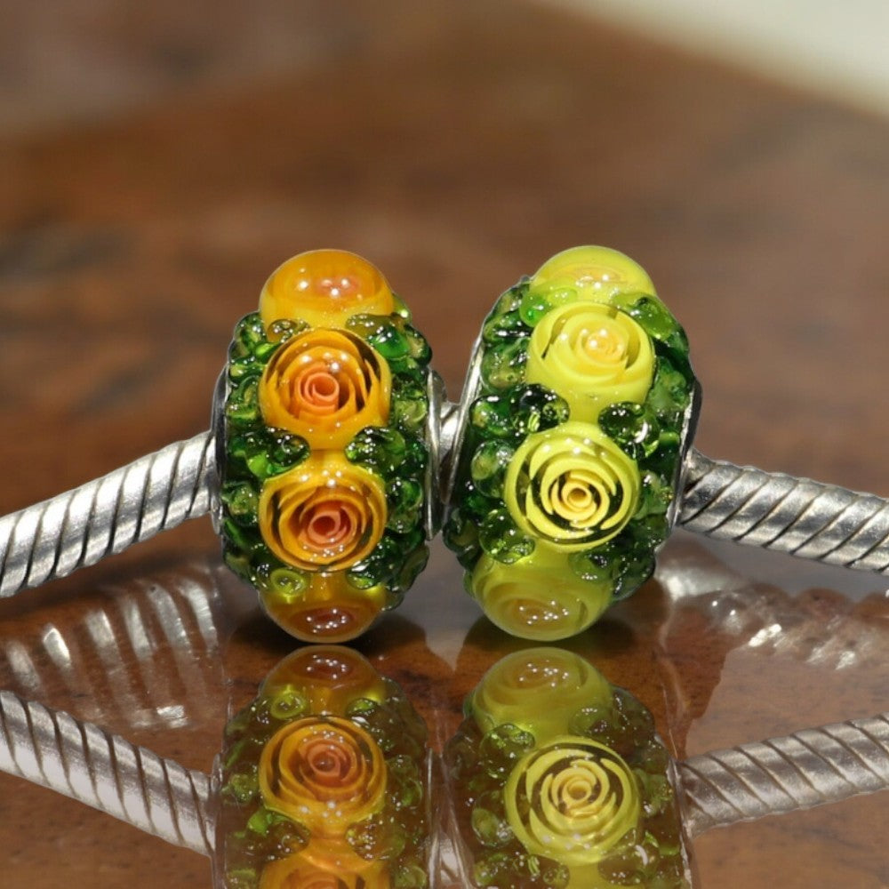 Murano Yellow or Orange Roses 1 pcs