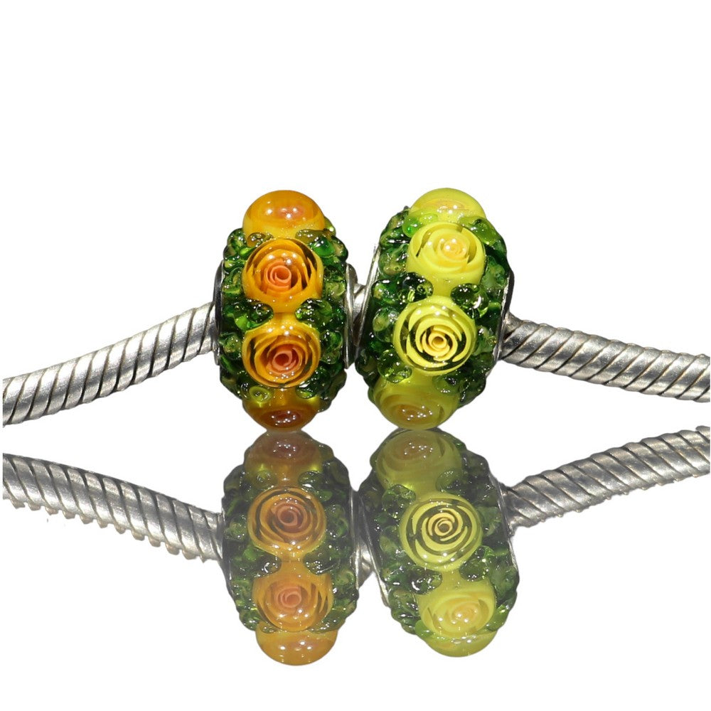 Murano Yellow or Orange Roses 1 pcs