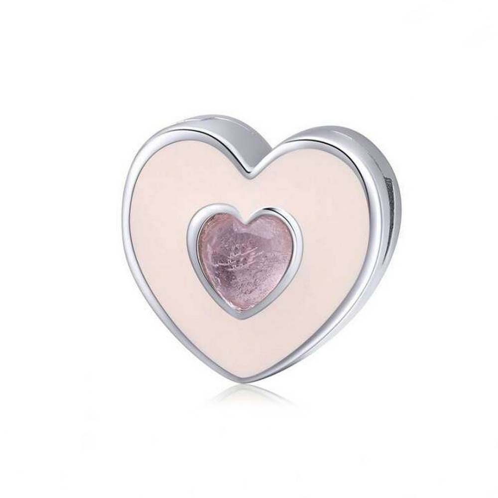 Pink Heart Clips Charm fit for Reflexions Bracelet