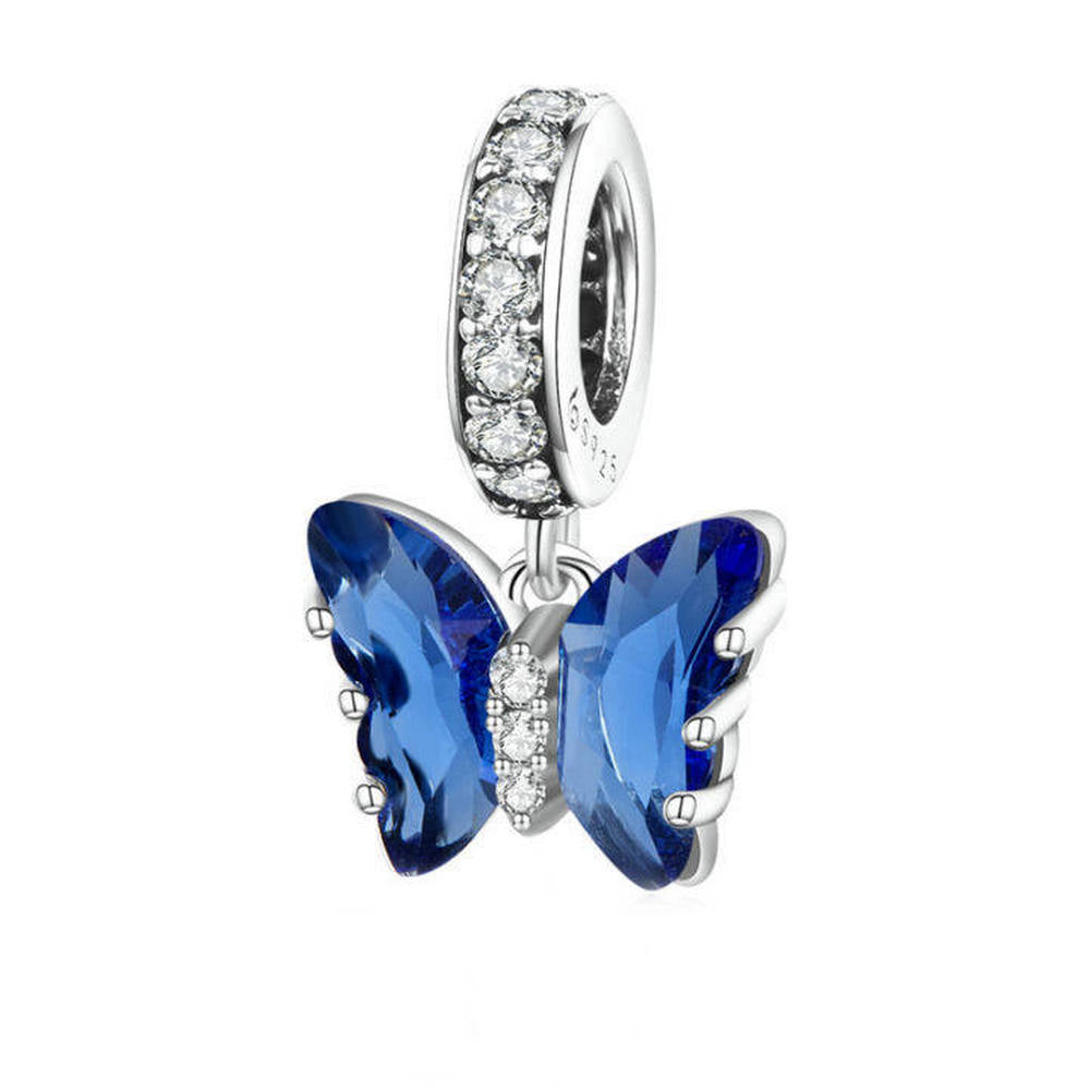 Blue Butterfly Murano Glass Charm Pendant