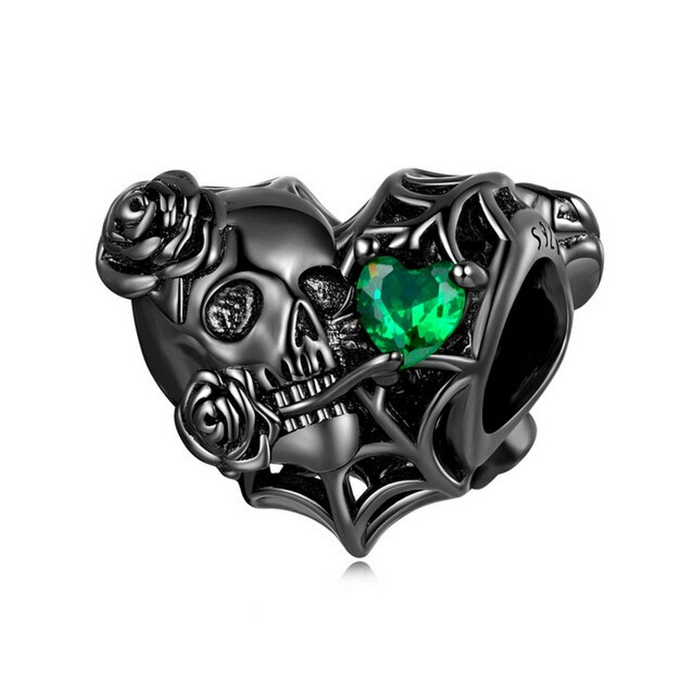 Dark Skull Shaped Rose Charm