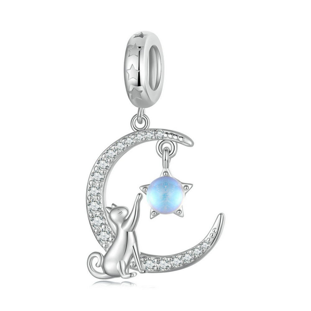 Lovely Cat Charms Pendant Moonstone