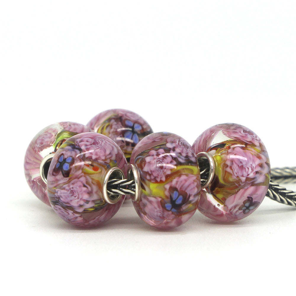 3D Flowers Butterflies Charm Bead 1pcs