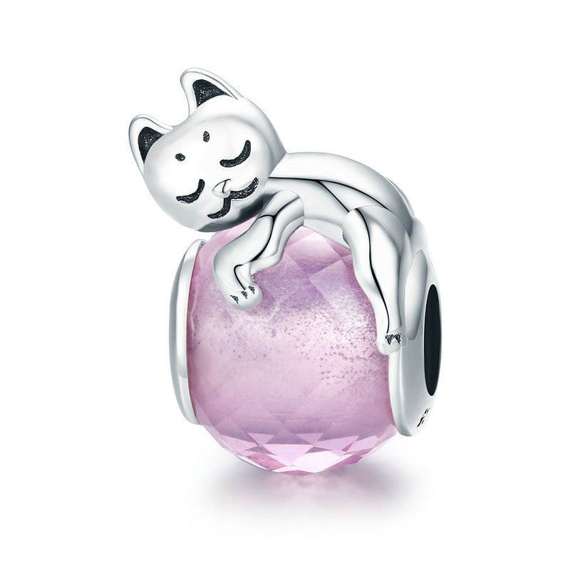 Cute Cat Pussy Big Stone Charm