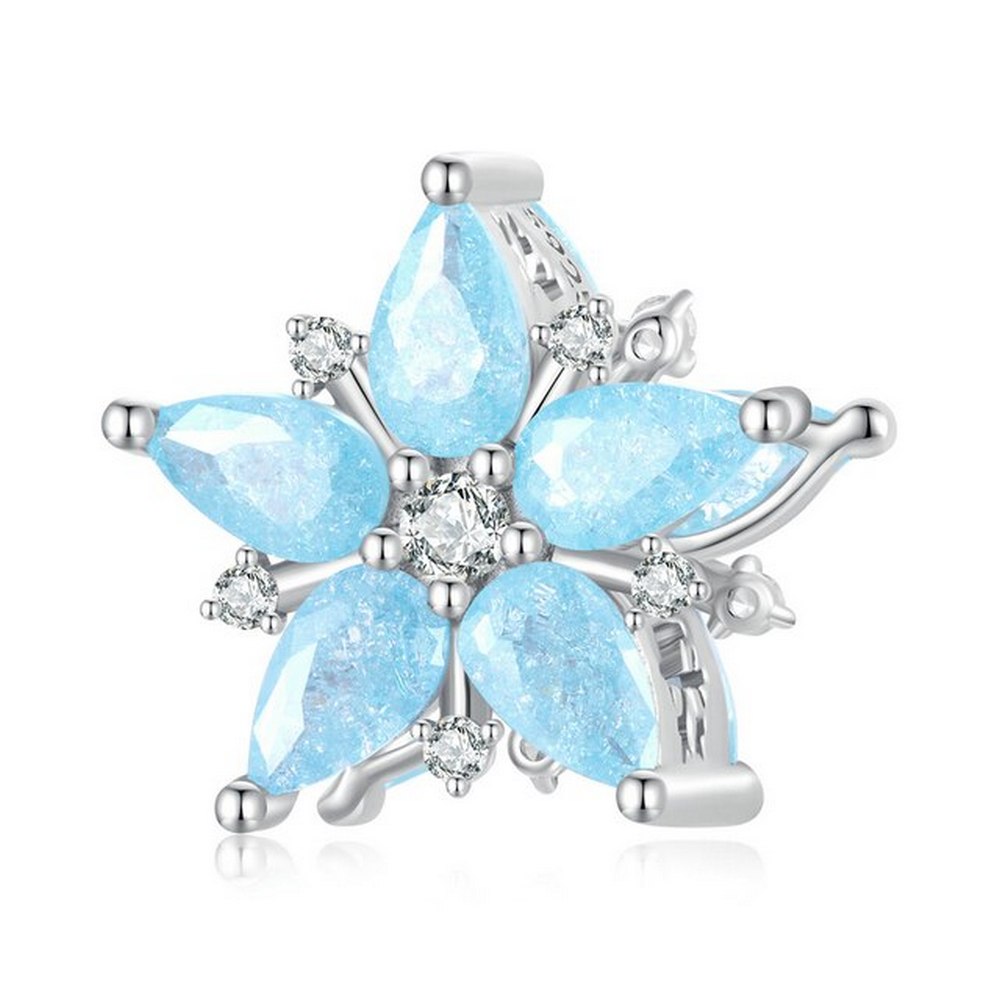 Aquamarine Snowflake Bead Charms