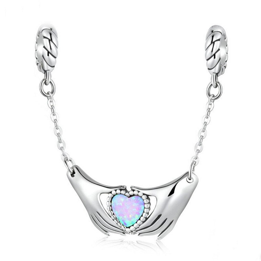 Hands & Love Heart Opal Safety Chain