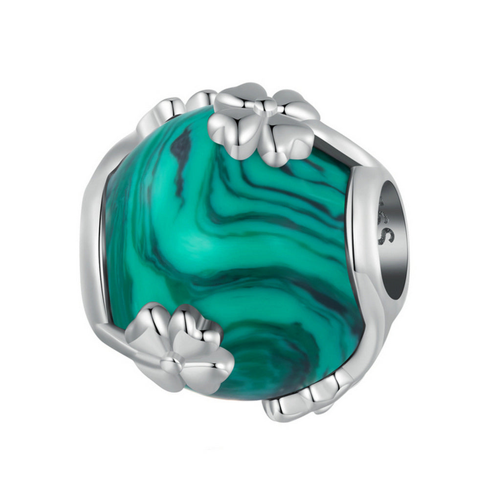 Four Leaf Clover Malachite Bead