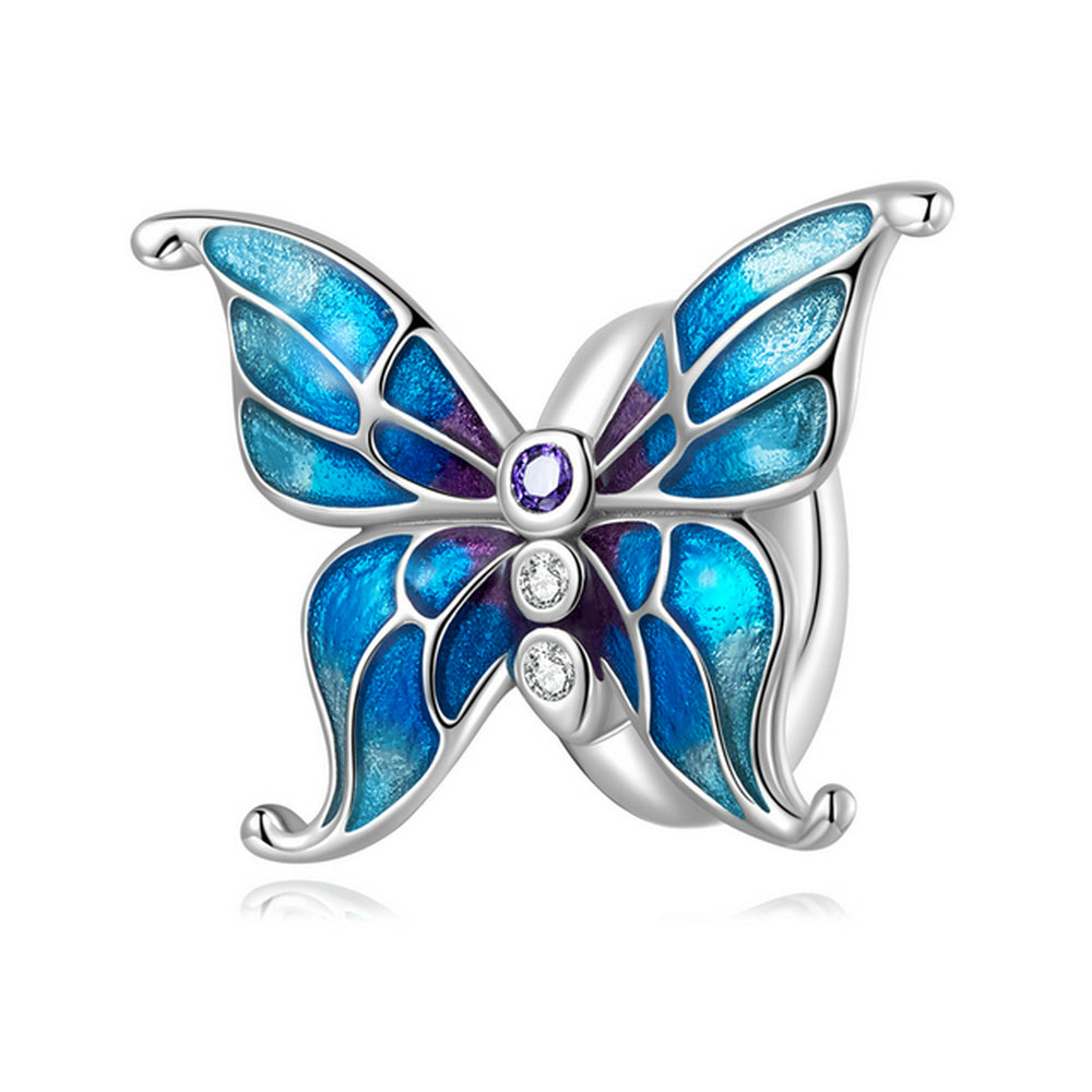 Butterfly Bead-Silver Silicone Ring