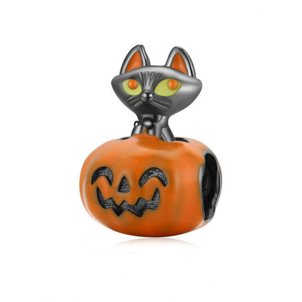 Pumpkin Black Cat Charm