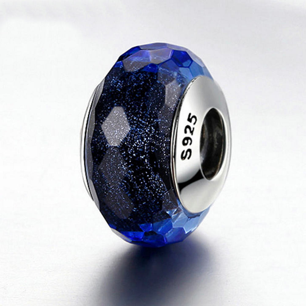 Fascinating Black Blue Murano Glass Bead