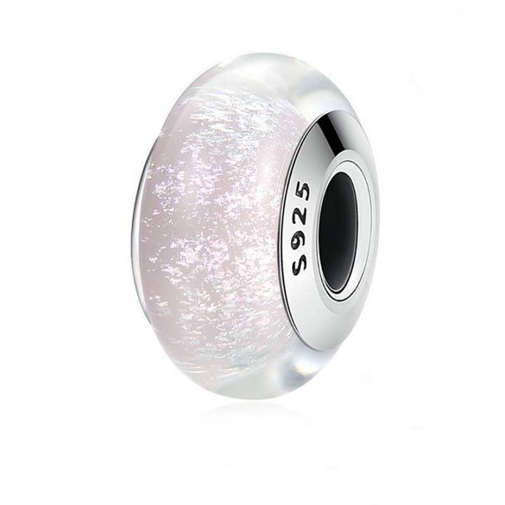 White Murano Glass Charm Bead