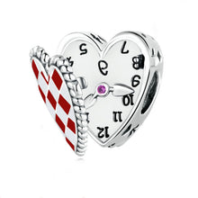 Cute Red Heart Clock Charms Beads