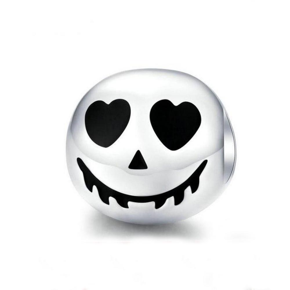 Skull Face Round Metal Beads