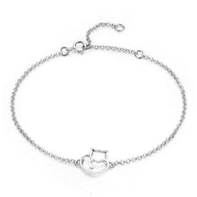 Cat And Heart Link Chain Bracelet