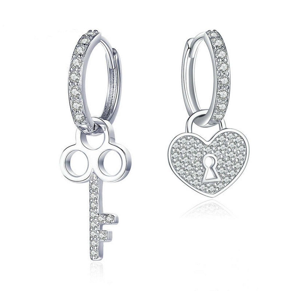 Women's Heart & Key Earrings